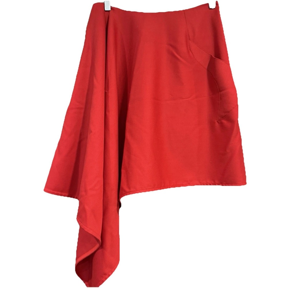 Vejas Skirt Women's 28 (M) Red bias cut 100% wool Canada Handkerchief Style Mod